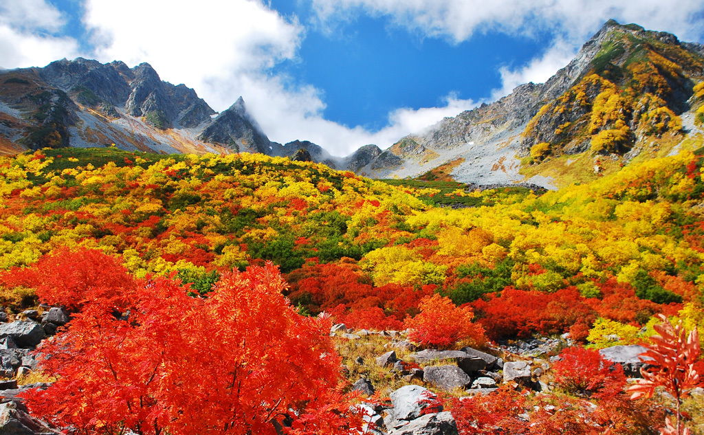 日本一の絶景紅葉が見られる北アルプス涸沢カール